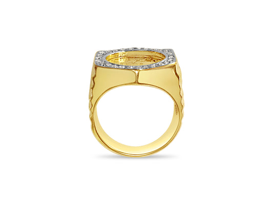 Diamond Fancy Solid Gold Handmade Coin Ring , Chinese Panda Bear Coin ,