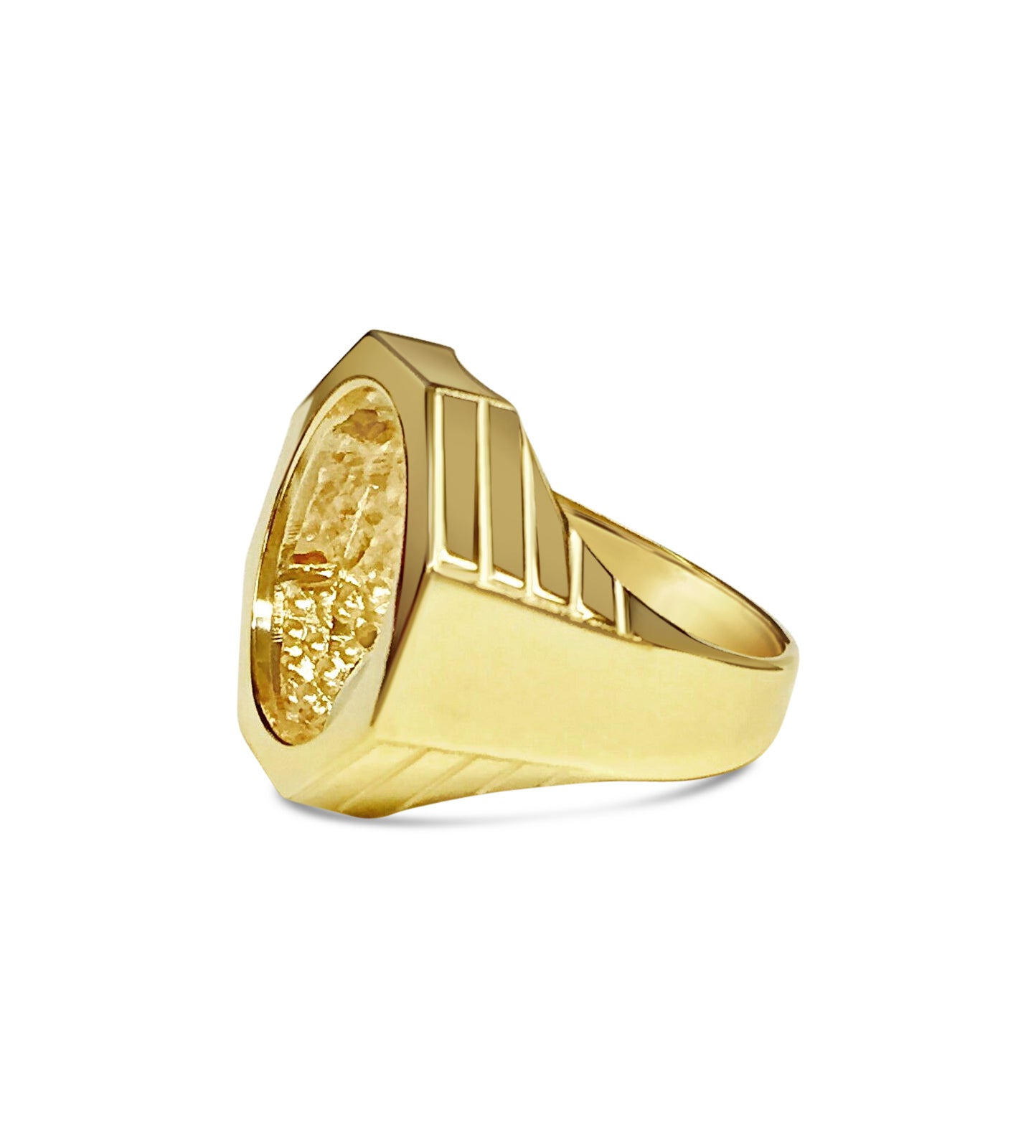 Fancy Solid Gold Handmade Coin Ring , Indian Head Coin ,