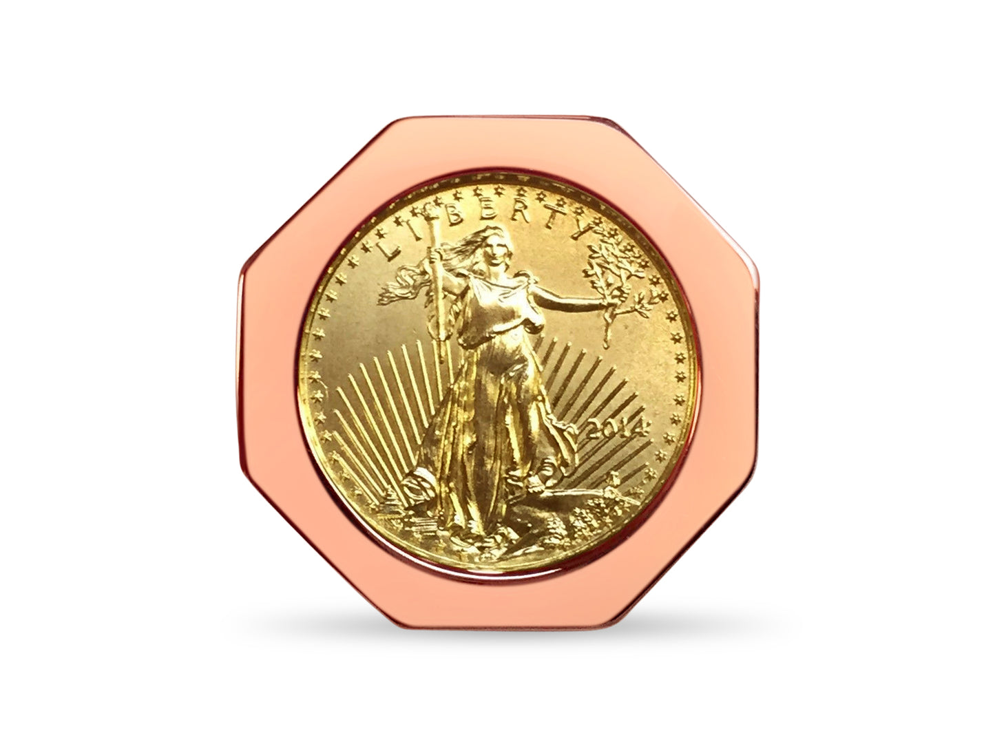 Fancy Solid Gold Handmade Coin Ring , 1/10oz Coin ,