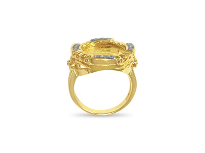 Fancy Solid Gold Handmade Coin Ring , Chinese Panda Bear Coin ,