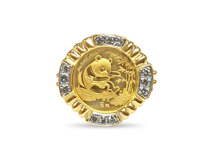 Fancy Solid Gold Handmade Coin Ring , Chinese Panda Bear Coin ,