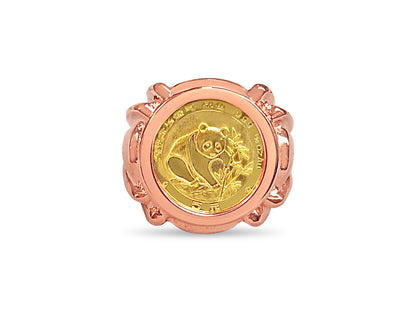 Fancy Solid Gold Handmade Coin Ring , Chinese Panda Bear Coin ,