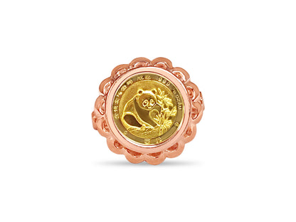 Fancy Ladies Solid Gold Handmade Coin Ring , Chinese Panda Bear Coin ,