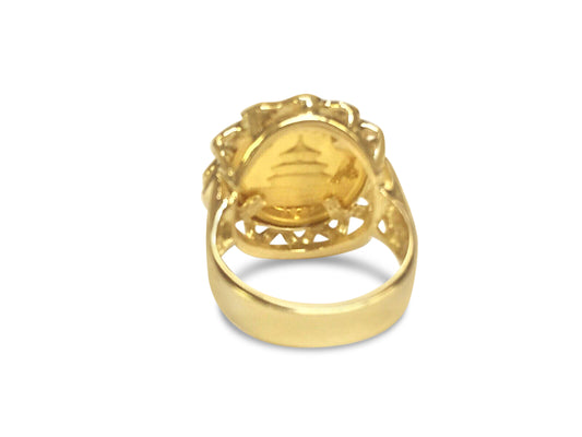 Fancy Ladies Solid Gold Handmade Coin Ring , Chinese Panda Bear Coin ,