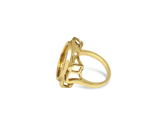 Fancy Ladies Solid Gold Handmade Coin Ring , 1/10oz Coin ,