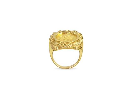Fancy Ladies Solid Gold Handmade Coin Ring , Chinese Panda Bear Coin ,