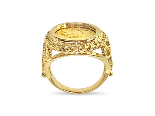 Fancy Solid Gold Handmade Coin Ring , Chinese Panda Bear Coin ,