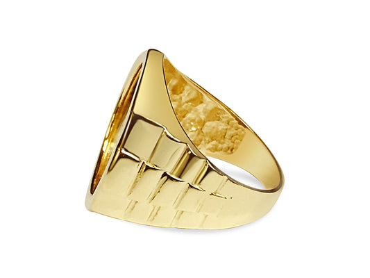 Fancy Solid Gold Handmade Coin Ring , 1/4oz Coin ,