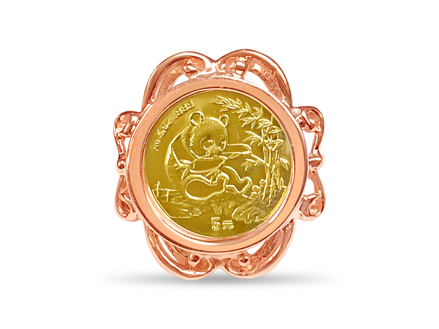 Fancy Ladies Solid Gold Handmade Coin Ring , Chinese Panda Bear Coin ,
