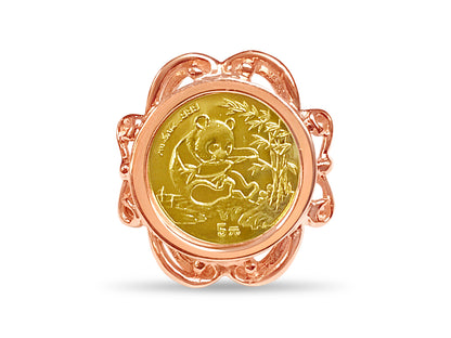 Fancy Ladies Solid Gold Handmade Coin Ring , Chinese Panda Bear Coin ,