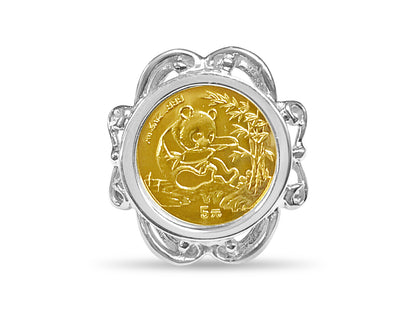 Fancy Ladies Solid Gold Handmade Coin Ring , Chinese Panda Bear Coin ,