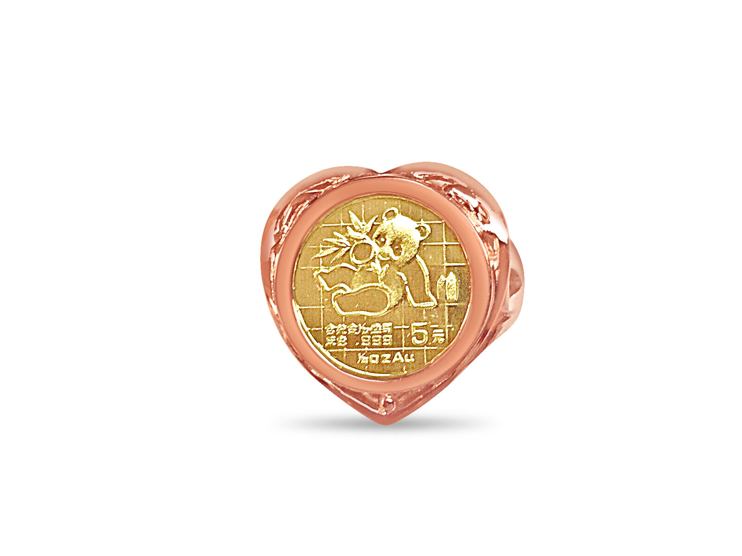 Fancy Ladies Solid Gold Handmade Coin Ring , Chinese Panda Bear Coin ,
