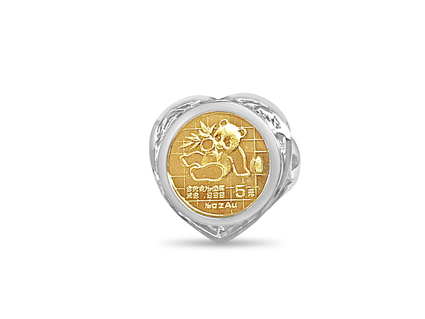 Fancy Ladies Solid Gold Handmade Coin Ring , Chinese Panda Bear Coin ,