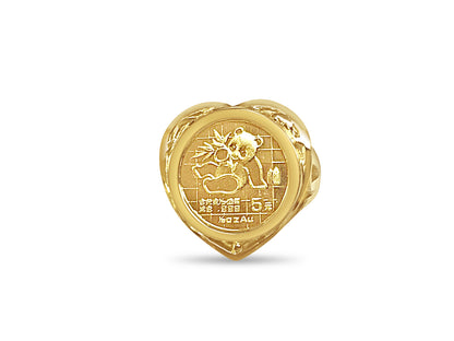Fancy Ladies Solid Gold Handmade Coin Ring , Chinese Panda Bear Coin ,