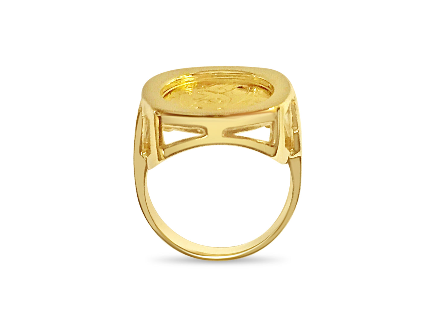 Fancy Solid Gold Handmade Coin Ring , Chinese Panda Bear Coin ,