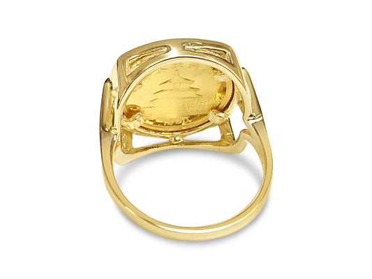 Fancy Solid Gold Handmade Coin Ring , Chinese Panda Bear Coin ,
