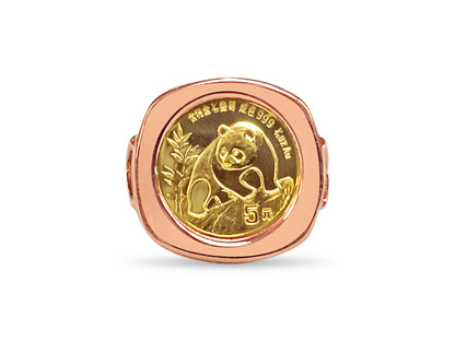 Fancy Solid Gold Handmade Coin Ring , Chinese Panda Bear Coin ,