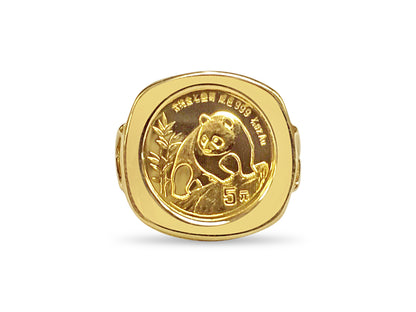 Fancy Solid Gold Handmade Coin Ring , Chinese Panda Bear Coin ,