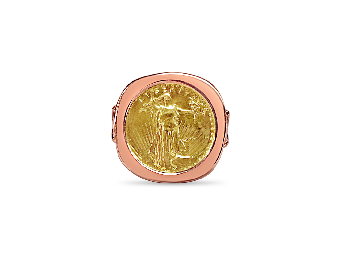 Fancy Solid Gold Handmade Coin Ring , 1/10oz Coin ,