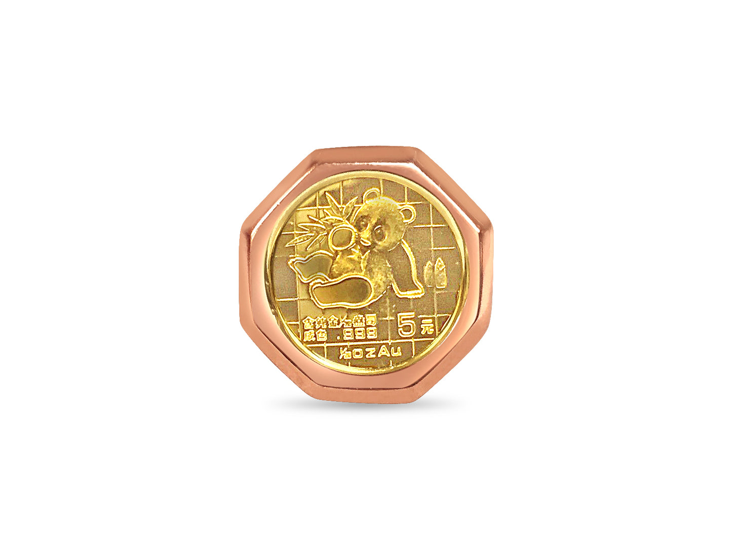 Fancy Ladies Solid Gold Handmade Coin Ring , Chinese Panda Bear Coin ,