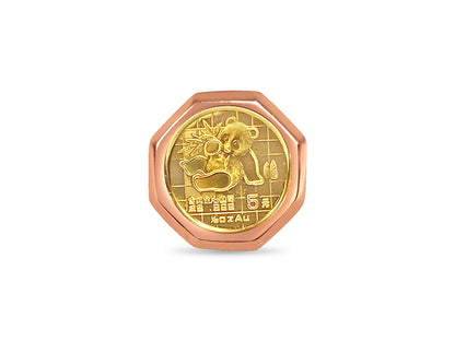 Fancy Ladies Solid Gold Handmade Coin Ring , Chinese Panda Bear Coin ,