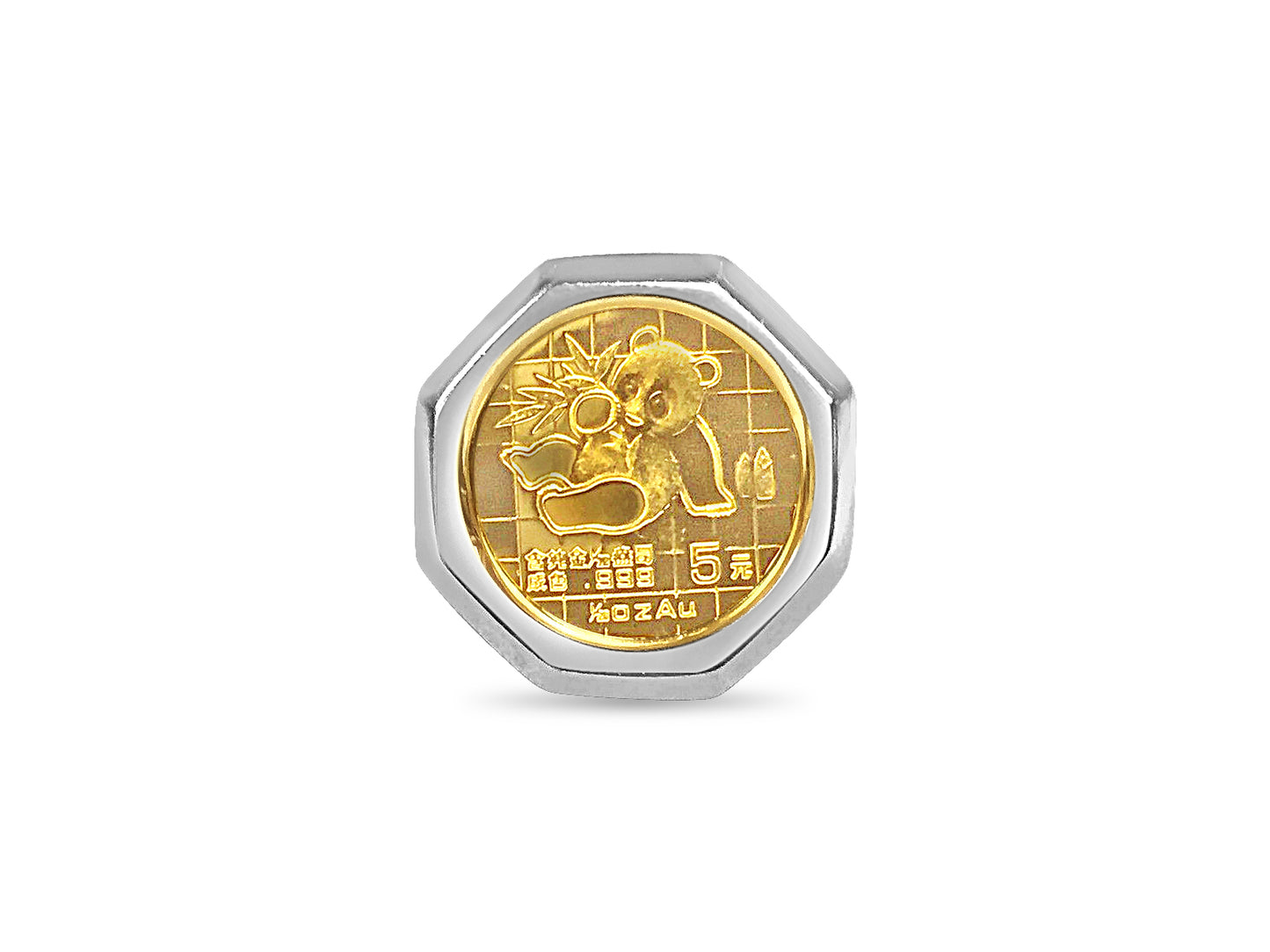 Fancy Ladies Solid Gold Handmade Coin Ring , Chinese Panda Bear Coin ,