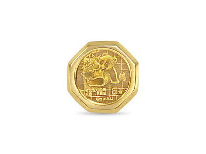Fancy Ladies Solid Gold Handmade Coin Ring , Chinese Panda Bear Coin ,
