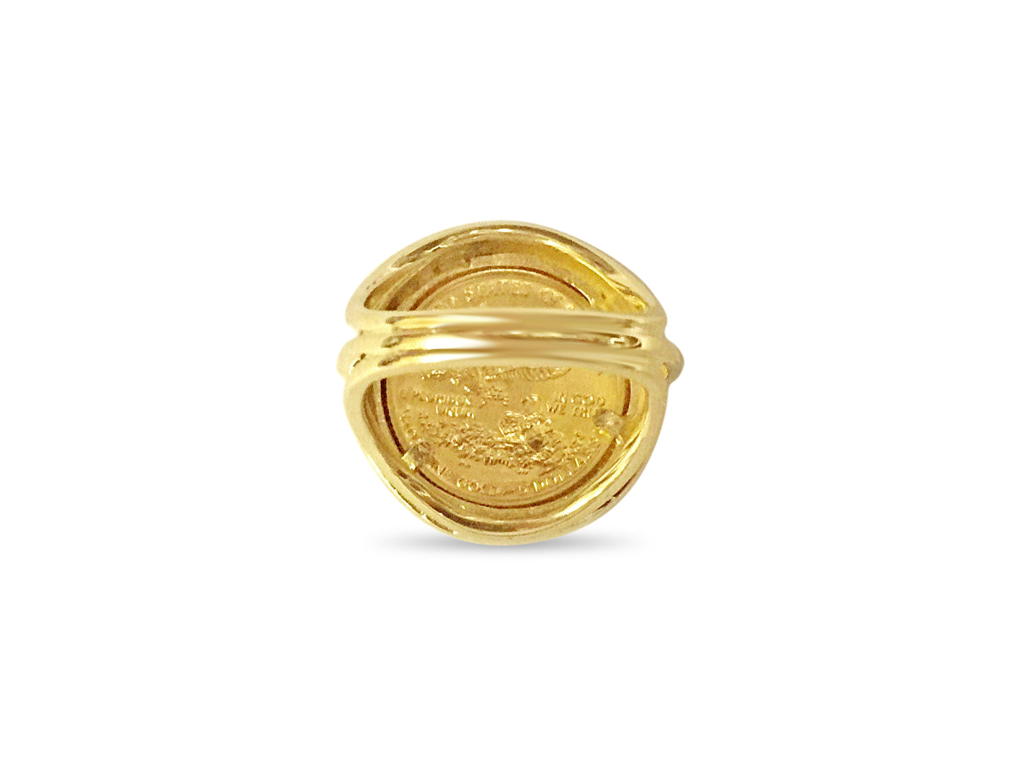 Fancy Solid Gold Handmade Coin Ring , 1/10oz Coin ,