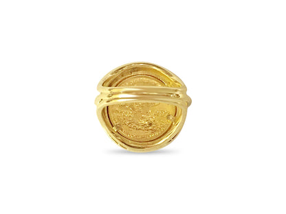 Fancy Solid Gold Handmade Coin Ring , 1/10oz Coin ,
