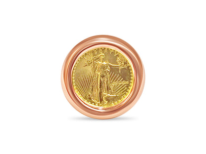 Fancy Solid Gold Handmade Coin Ring , 1/10oz Coin ,