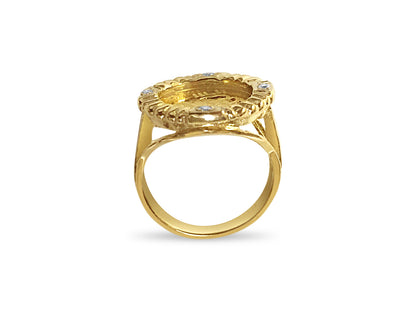 Diamond Fancy Solid Gold Handmade Coin Ring , Chinese Panda Bear Coin ,