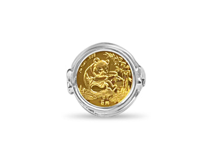 Fancy Ladies Solid Gold Handmade Coin Ring , Chinese Panda Bear Coin ,