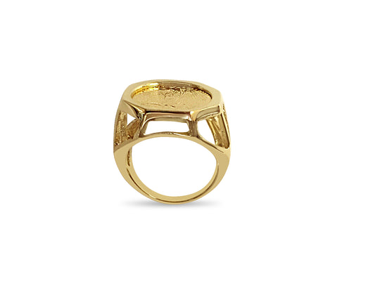 Fancy Ladies Solid Gold Handmade Coin Ring , 1/10oz Coin ,