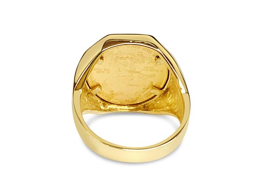 Fancy Solid Gold Handmade Coin Ring , 1/10oz Coin ,