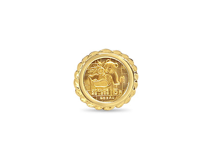 Fancy Solid Gold Handmade Coin Ring , Chinese Panda Bear Coin ,