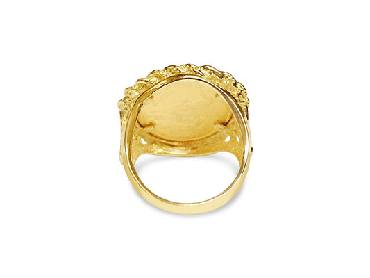 Fancy Ladies Solid Gold Handmade Coin Ring , 1/10oz Coin ,