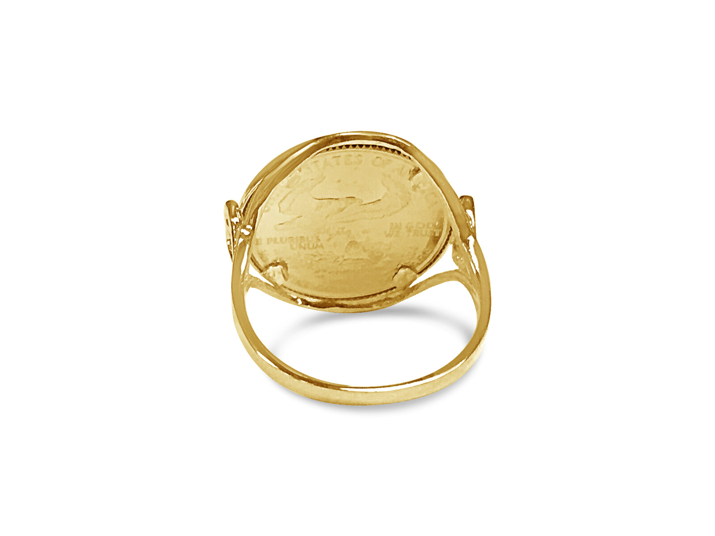 Fancy Ladies Solid Gold Handmade Coin Ring , 1/10oz Coin ,