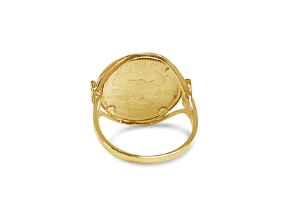 Fancy Ladies Solid Gold Handmade Coin Ring , 1/10oz Coin ,