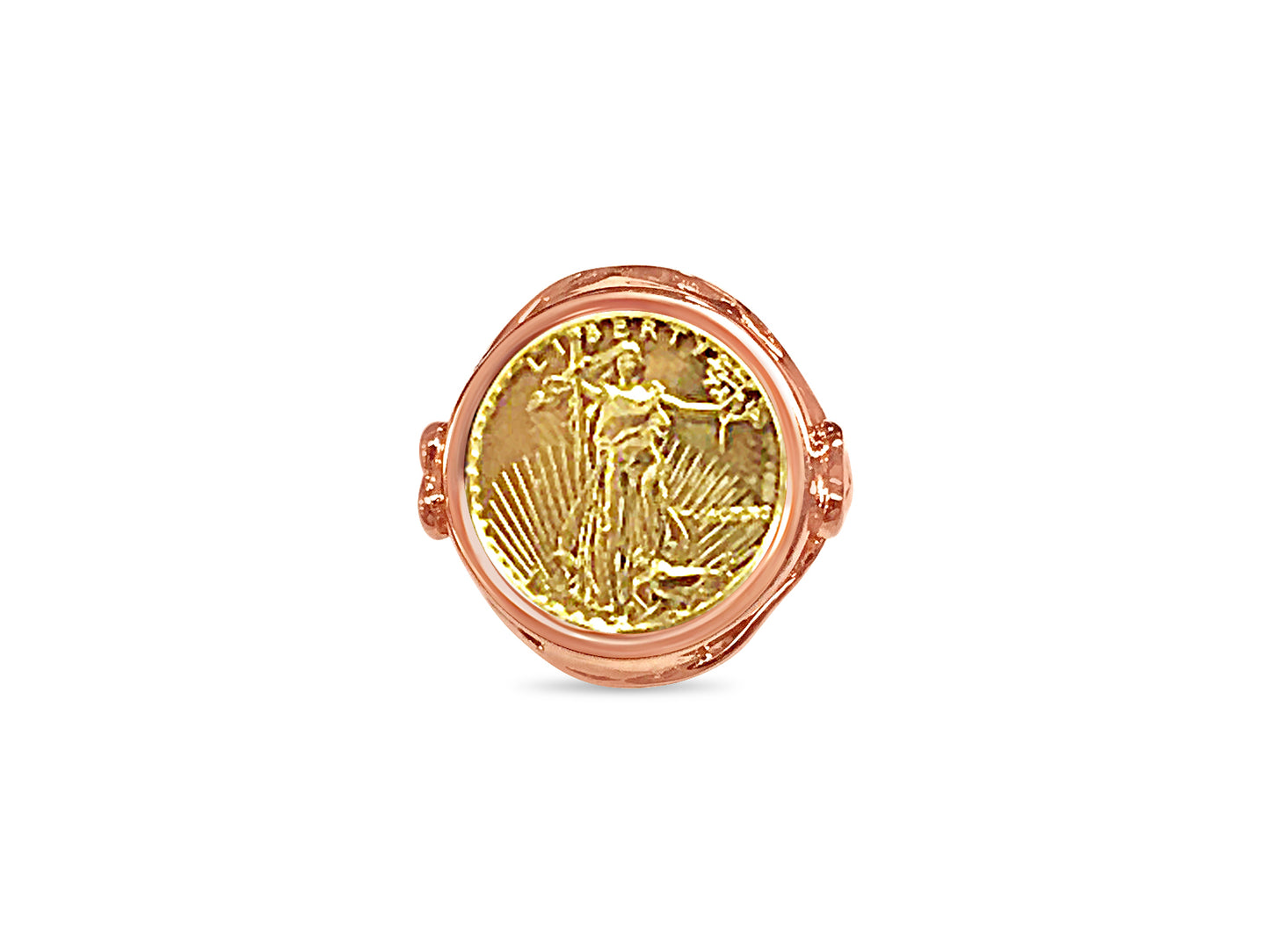 Fancy Ladies Solid Gold Handmade Coin Ring , 1/10oz Coin ,