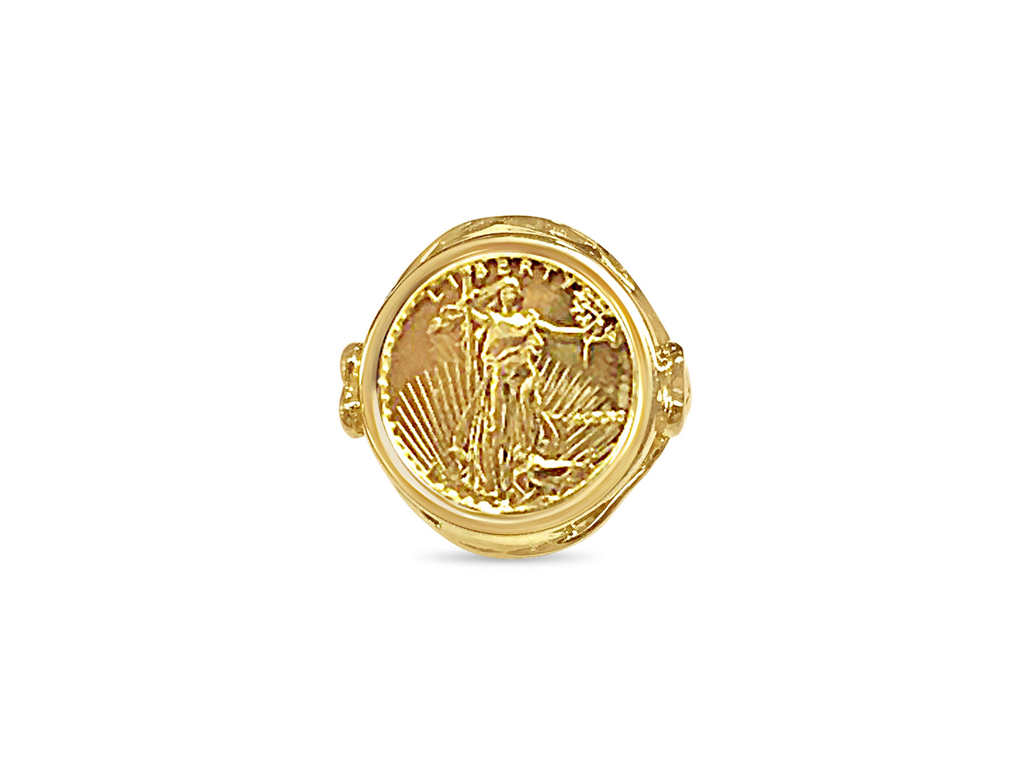Fancy Ladies Solid Gold Handmade Coin Ring , 1/10oz Coin ,