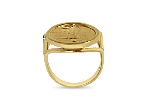 Fancy Ladies Solid Gold Handmade Coin Ring , 1/10oz Coin ,