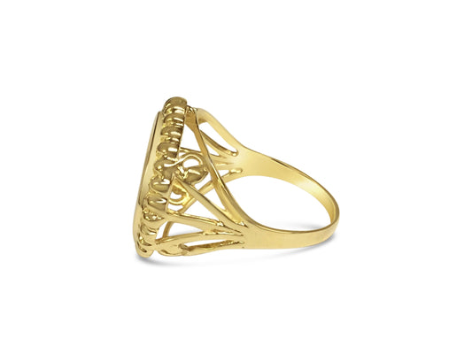 Fancy Solid Gold Handmade Coin Ring , Chinese Panda Bear Coin ,