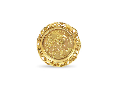 Fancy Solid Gold Handmade Coin Ring , Chinese Panda Bear Coin ,
