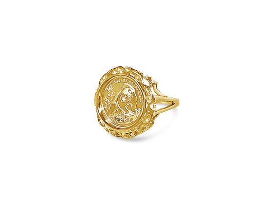Fancy Solid Gold Handmade Coin Ring , Chinese Panda Bear Coin ,