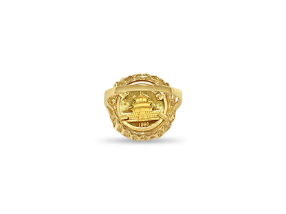 Fancy Solid Gold Handmade Coin Ring , Chinese Panda Bear Coin ,