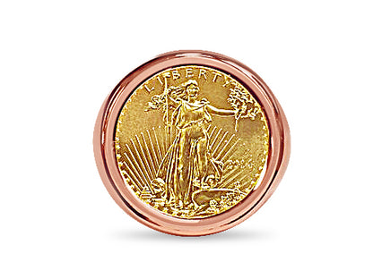 Fancy Solid Gold Handmade Coin Ring , 1/4oz Coin ,