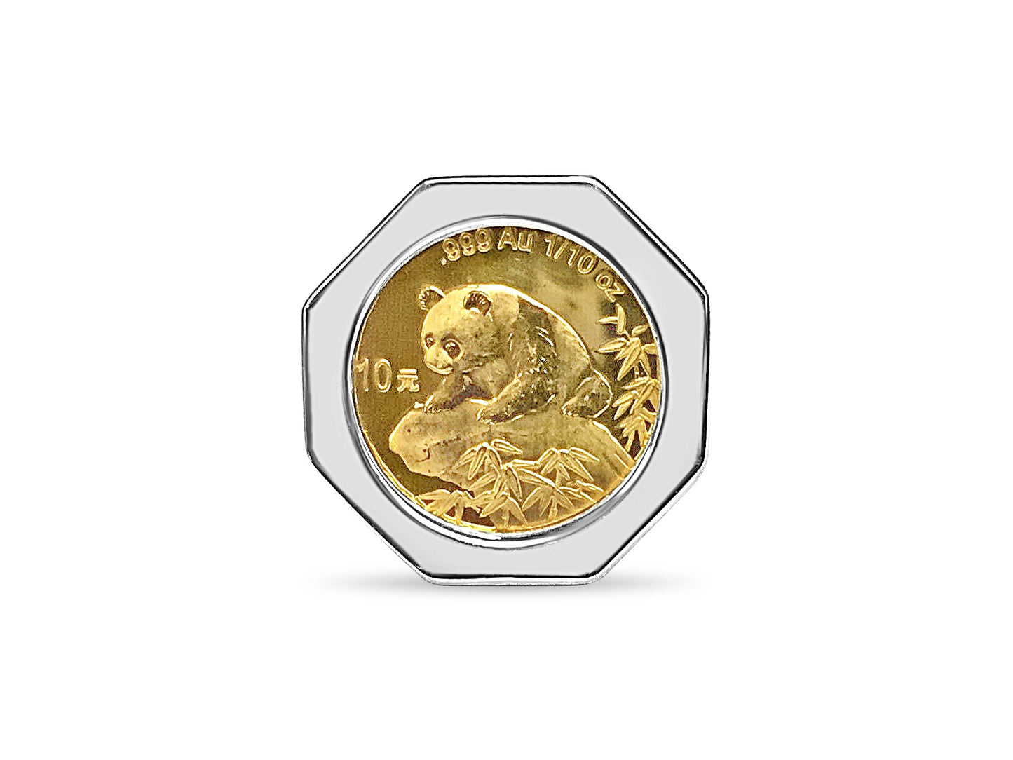 Fancy Solid Gold Handmade Coin Ring , Chinese Panda Bear Coin ,