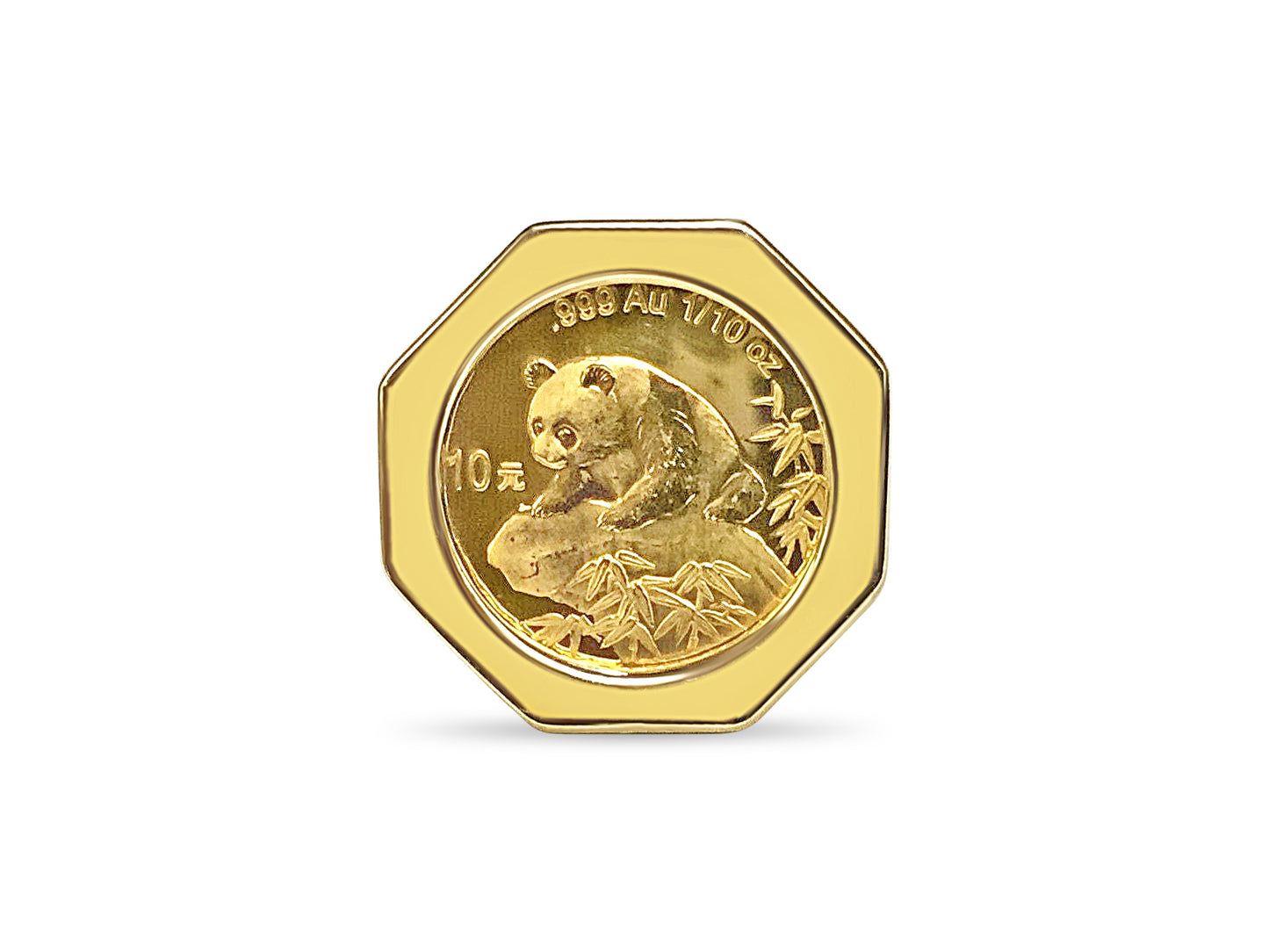 Fancy Solid Gold Handmade Coin Ring , Chinese Panda Bear Coin ,