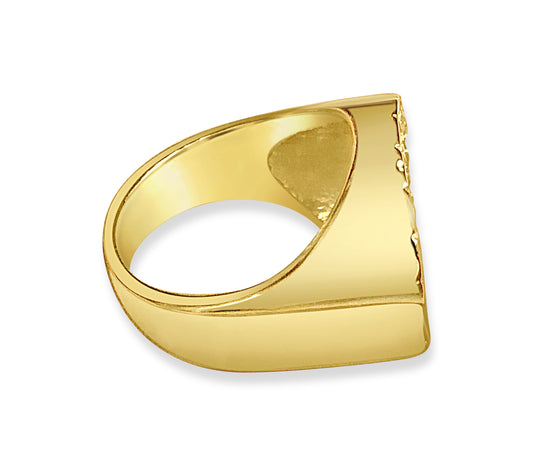 Greek Key Frame Solid Gold Handmade Coin Ring , 1/10oz Coin ,