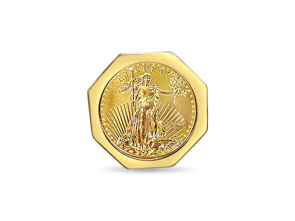 Fancy Solid Gold Handmade Coin Ring , 1/2oz Coin ,